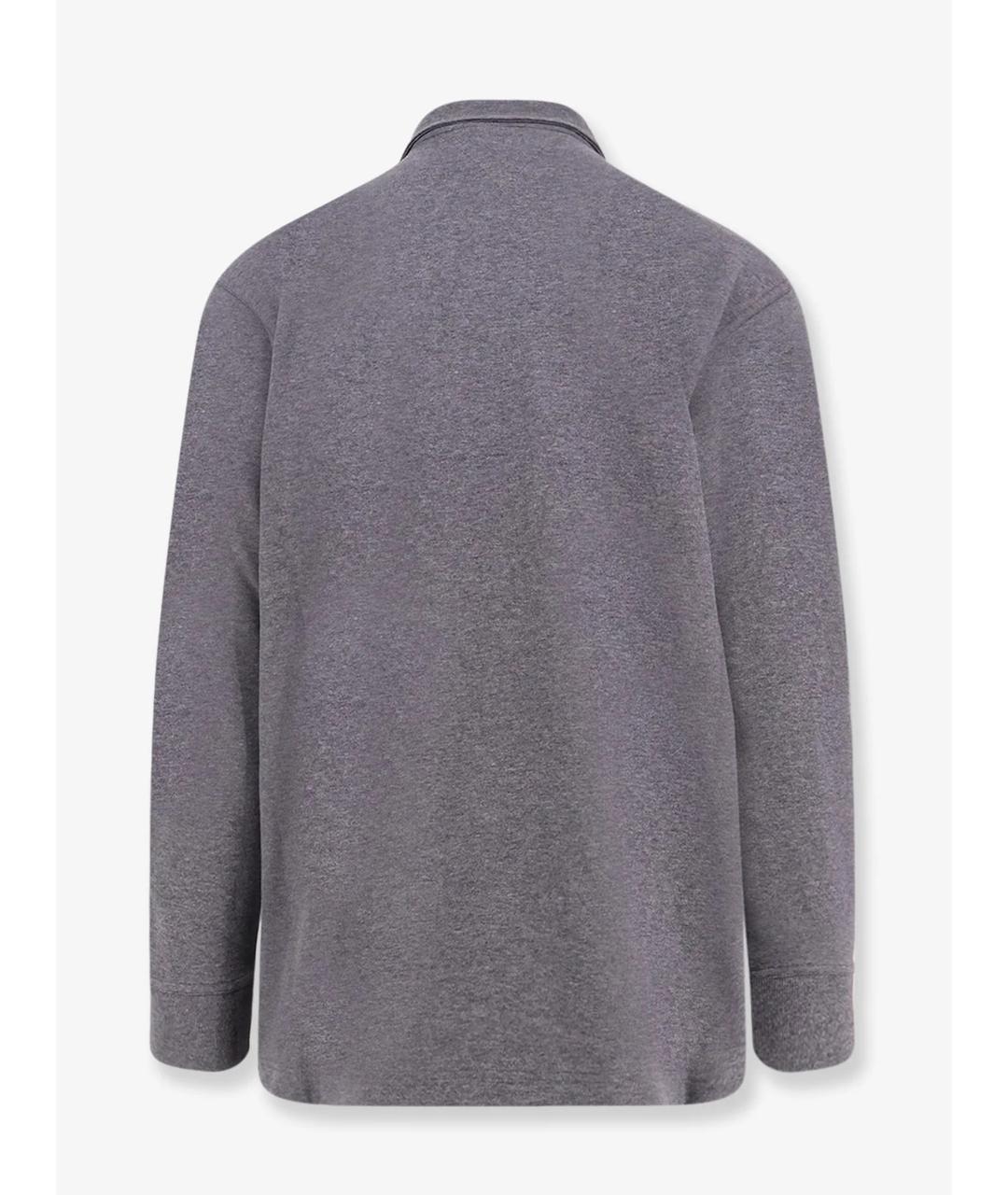 BOTTEGA VENETA Серое хлопковое поло с длинным рукавом, фото 2