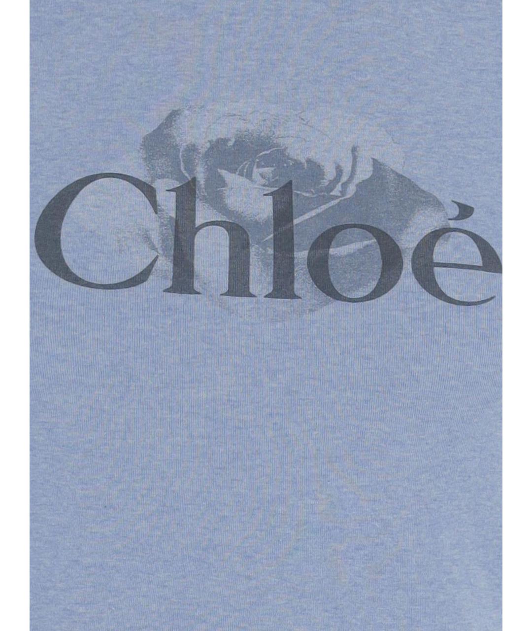 CHLOE Голубая хлопковая футболка, фото 3