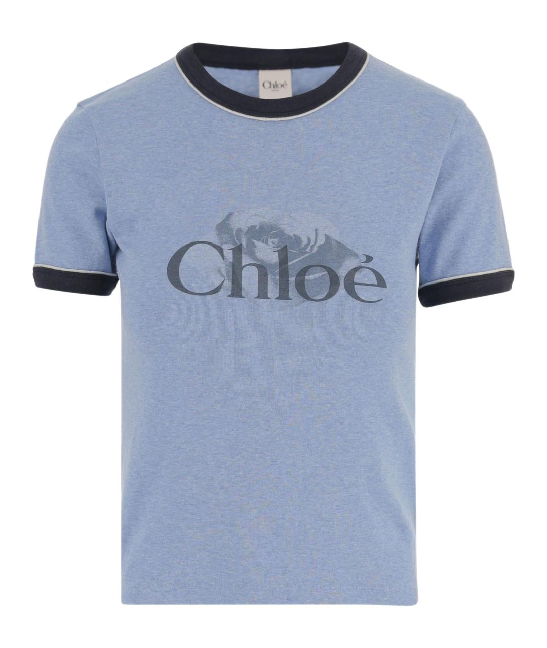 CHLOE Голубая хлопковая футболка, фото 1