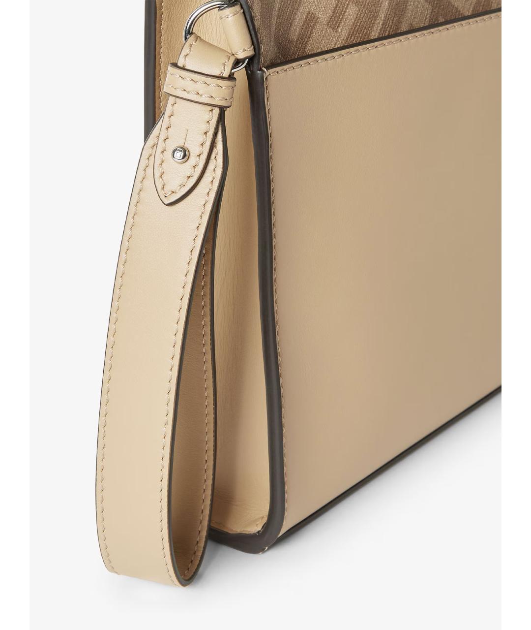 FENDI Бежевая кожаная барсетка, фото 5