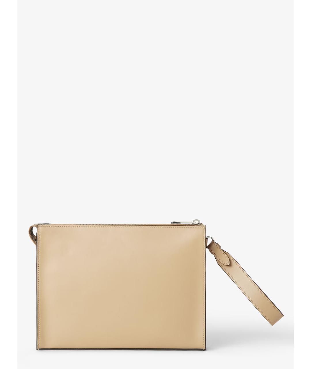 FENDI Бежевая кожаная барсетка, фото 3