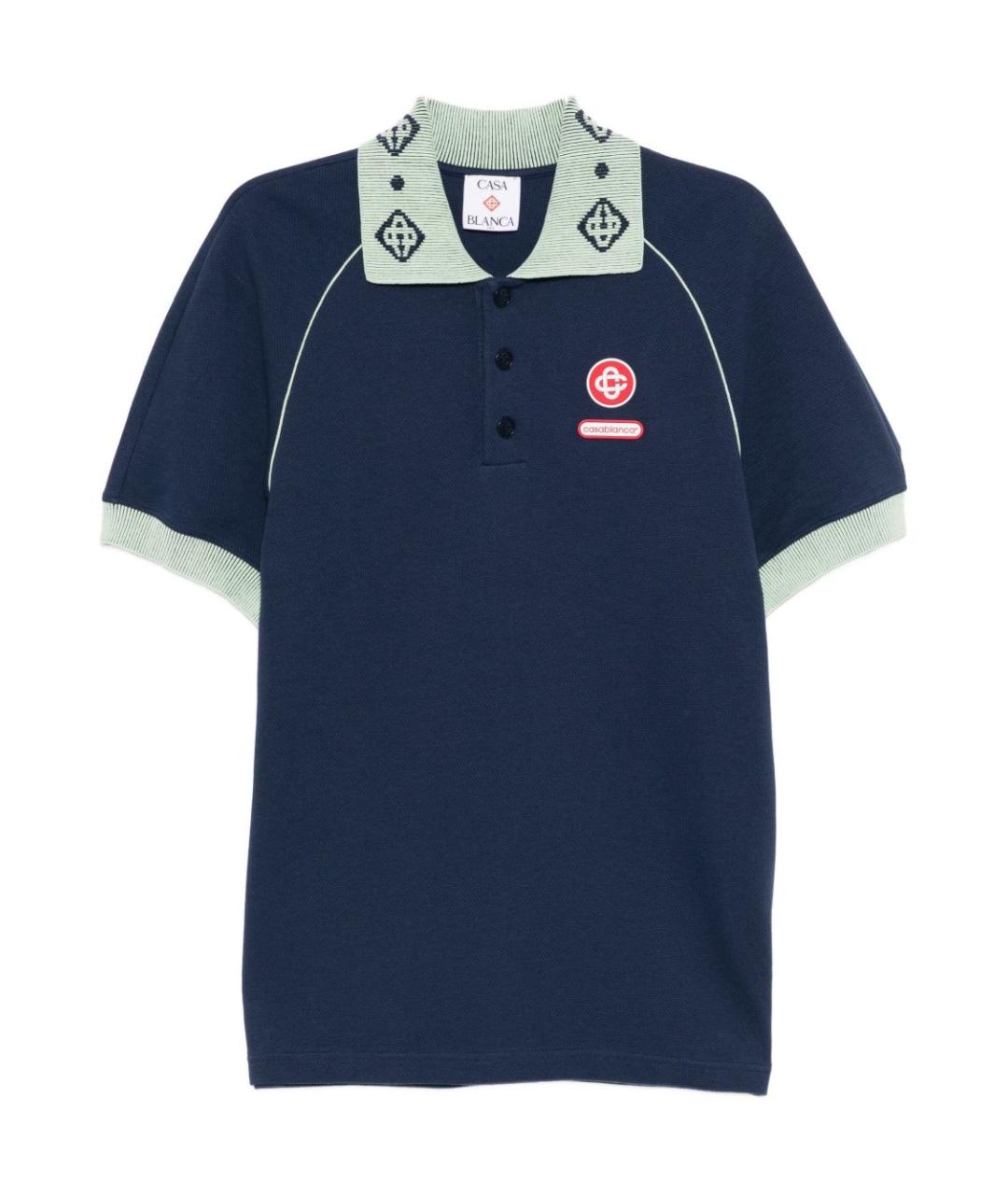CASABLANCA Синее хлопковое поло с коротким рукавом, фото 1