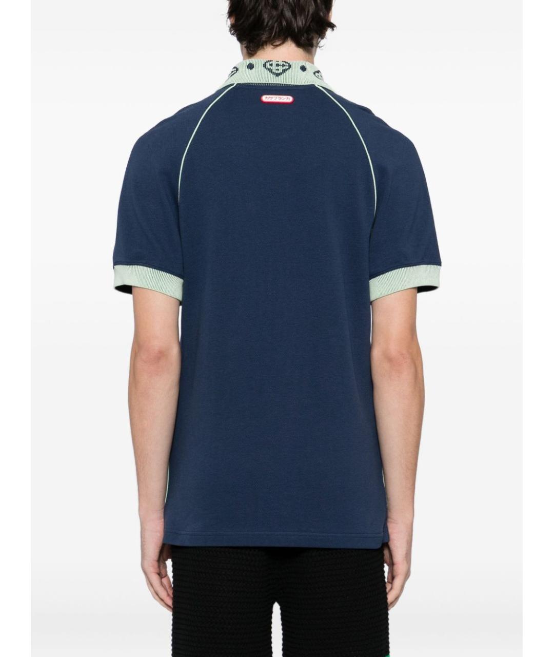 CASABLANCA Синее хлопковое поло с коротким рукавом, фото 3