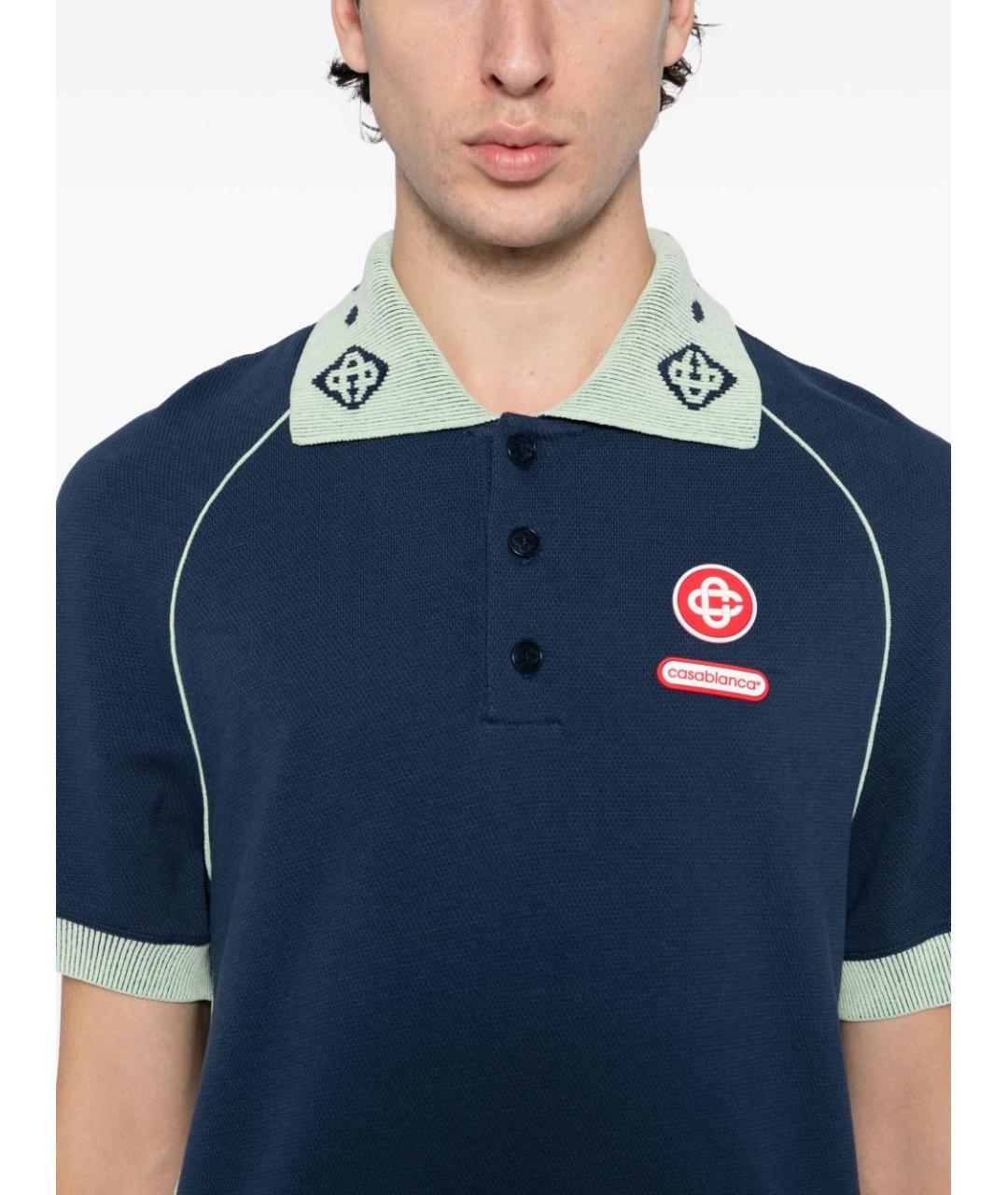 CASABLANCA Синее хлопковое поло с коротким рукавом, фото 4