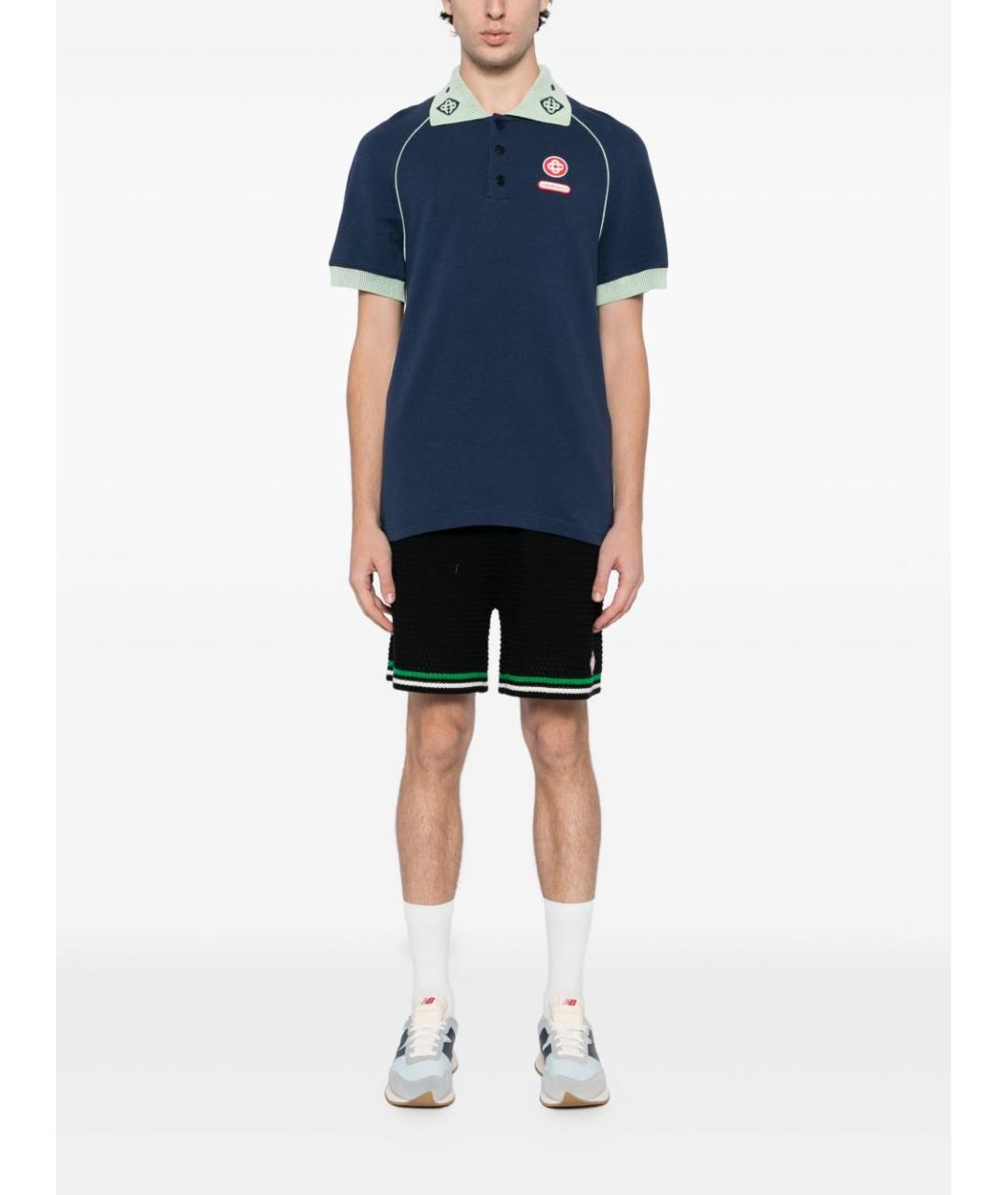 CASABLANCA Синее хлопковое поло с коротким рукавом, фото 2