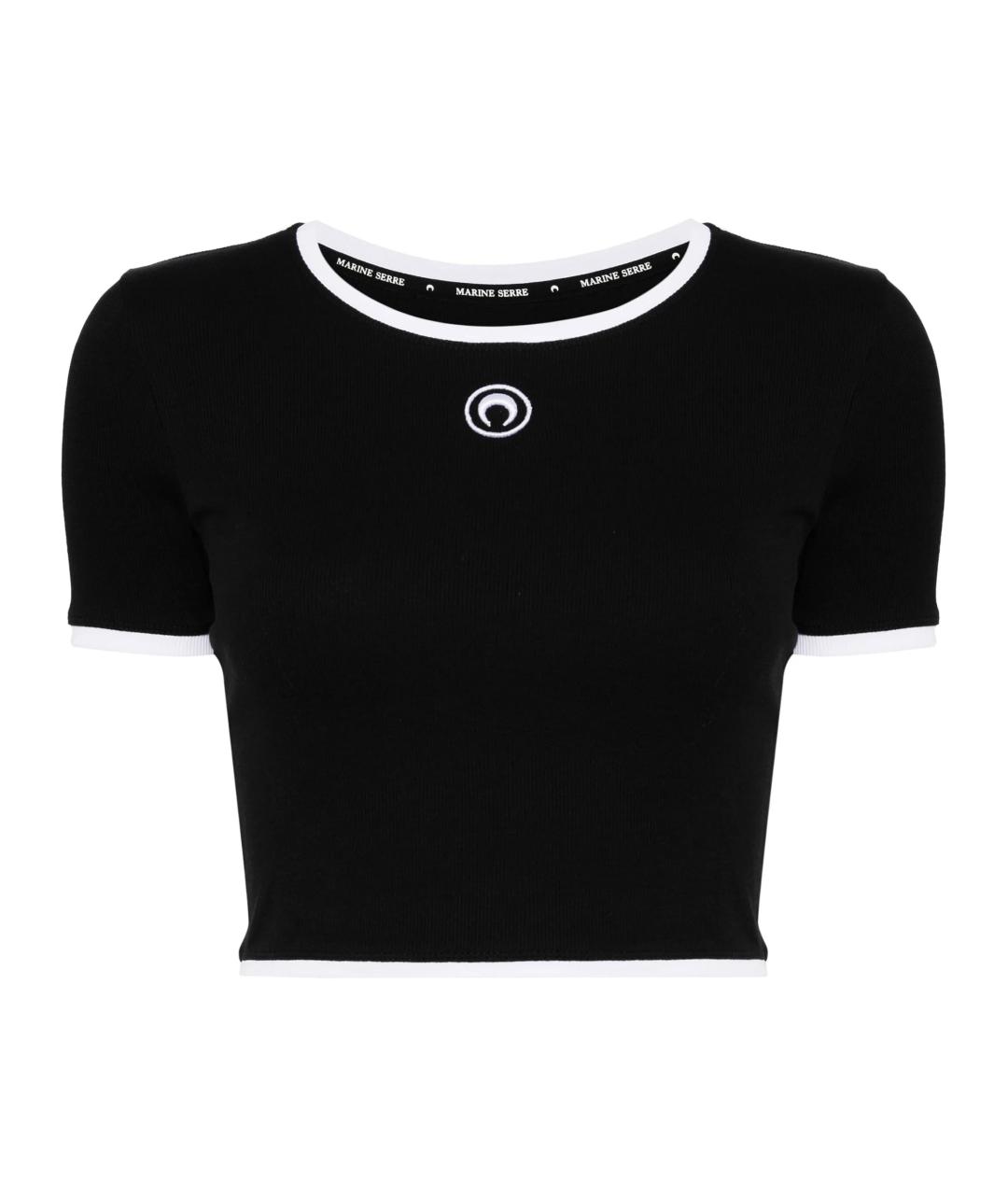 MARINE SERRE Черная хлопковая футболка, фото 1