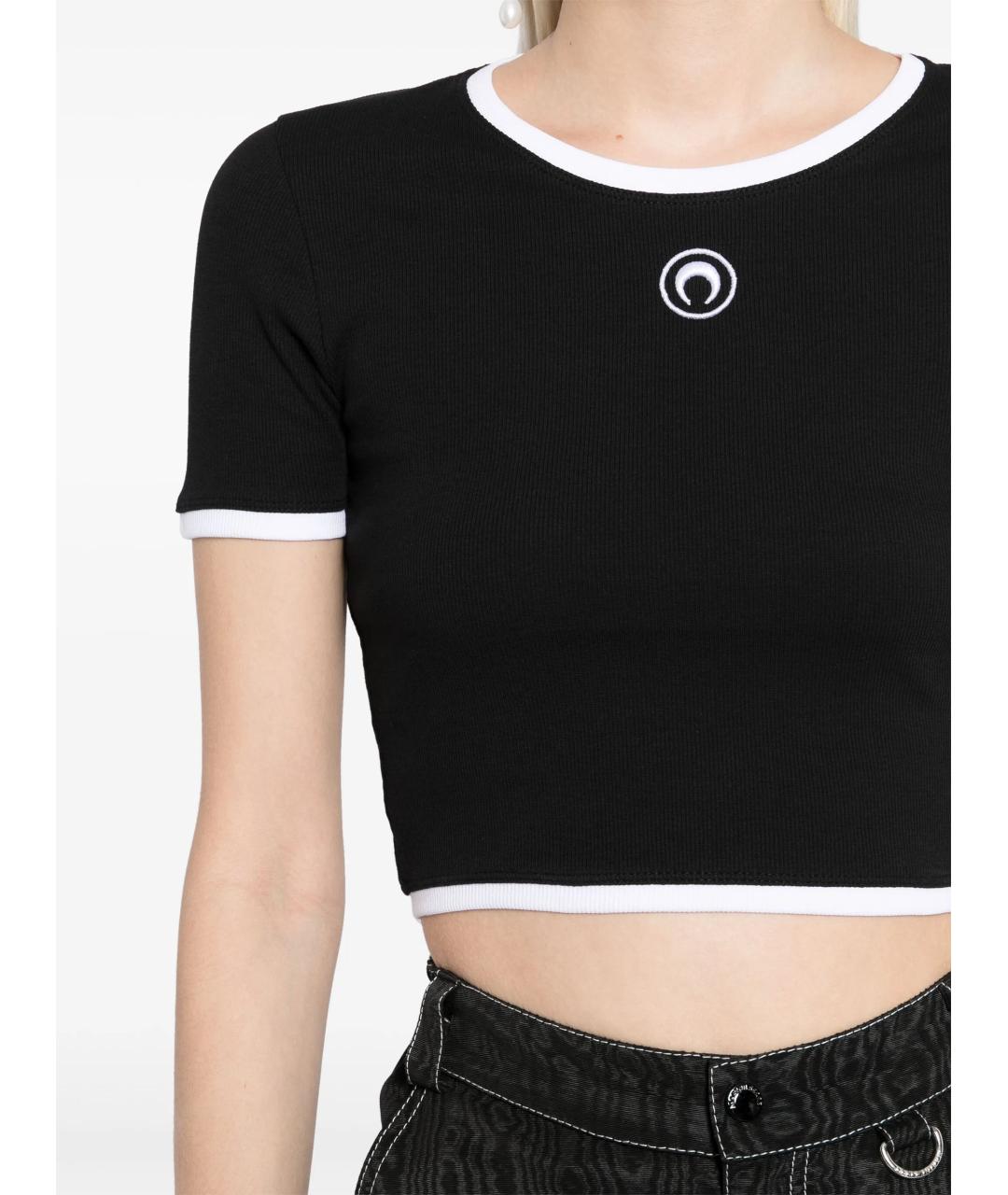 MARINE SERRE Черная хлопковая футболка, фото 5