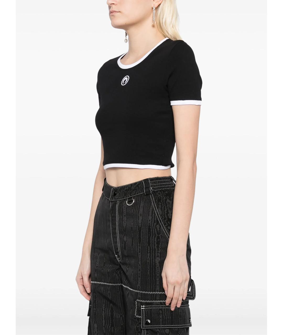 MARINE SERRE Черная хлопковая футболка, фото 3