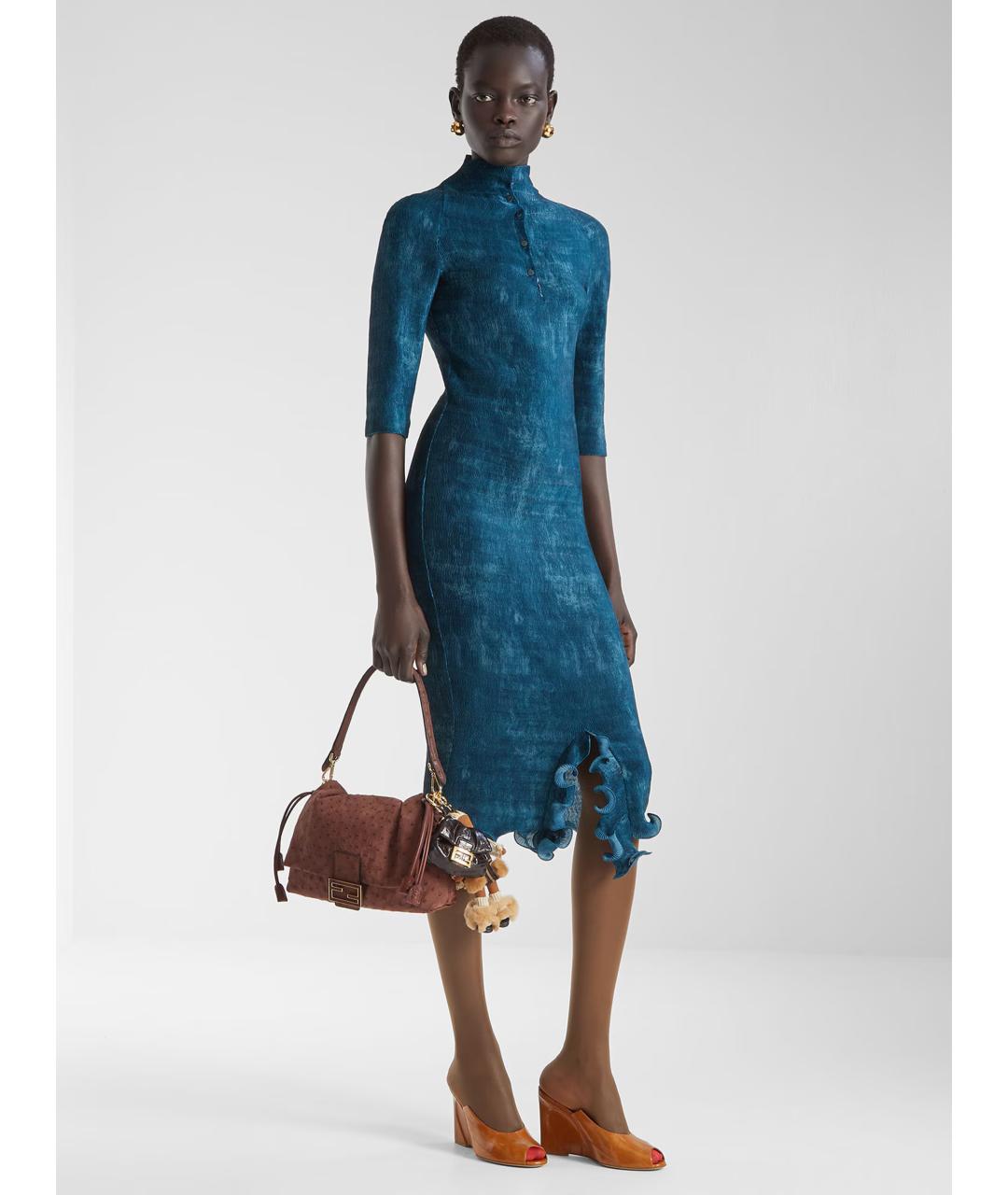 FENDI Синее полиэстеровое платье, фото 2