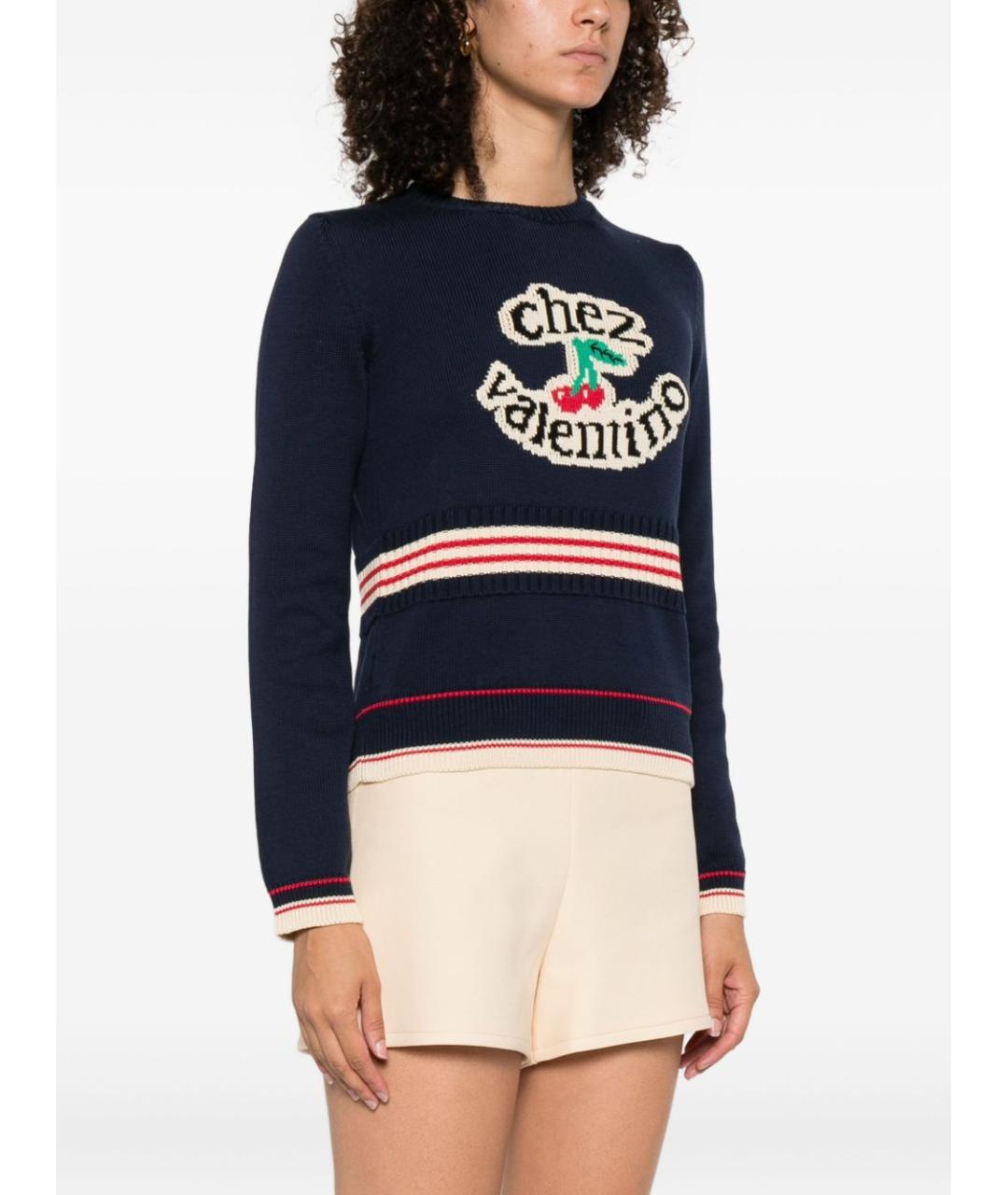 VALENTINO Синий хлопковый джемпер / свитер, фото 3