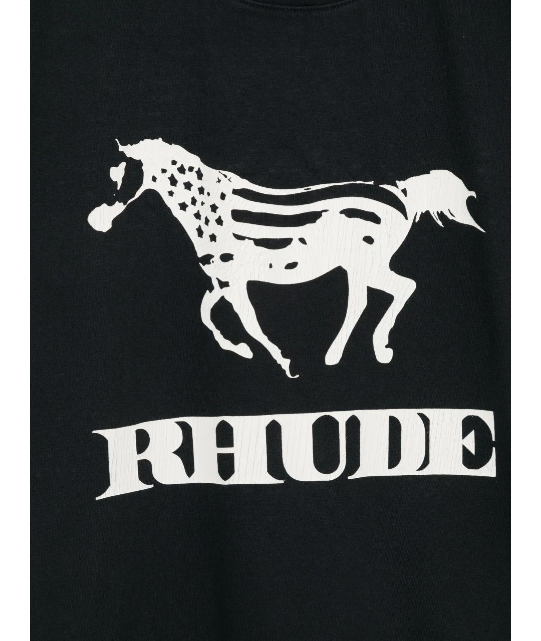 RHUDE Черная хлопковая футболка, фото 3