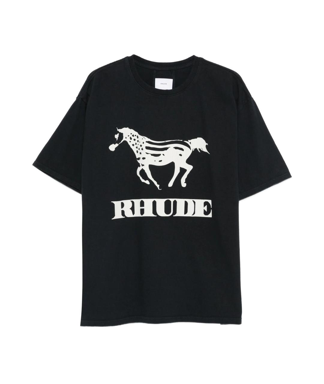 RHUDE Черная хлопковая футболка, фото 1