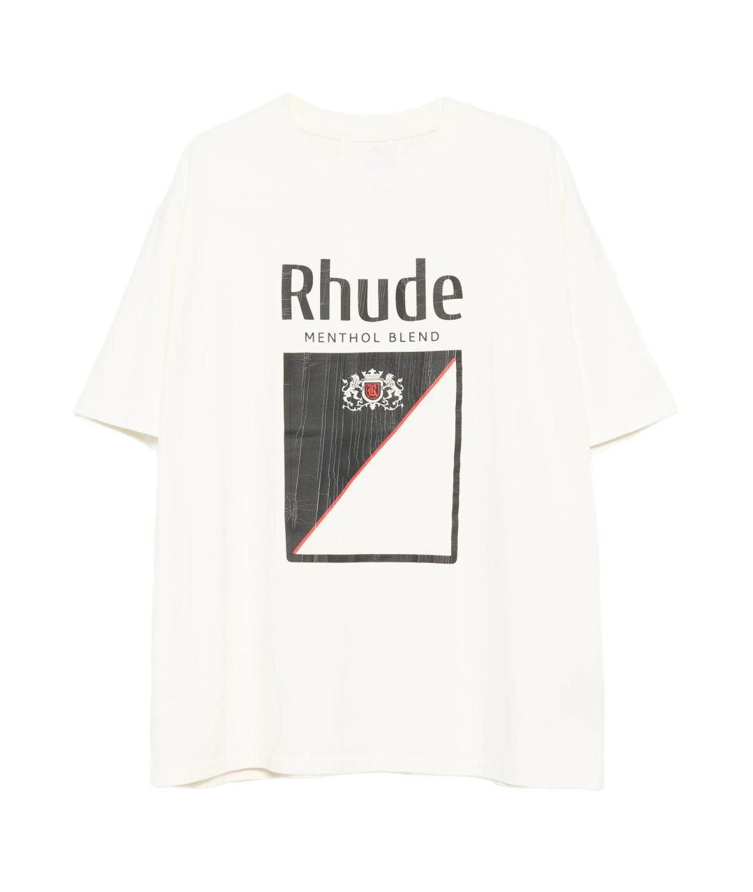 RHUDE Белая хлопковая футболка, фото 1