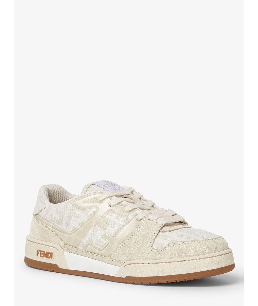 FENDI Бежевые текстильные низкие кроссовки / кеды, фото 2