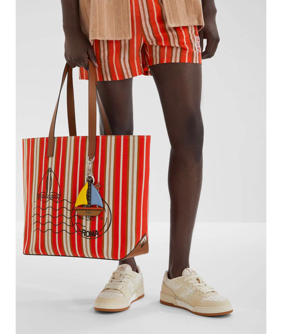 FENDI Бежевые текстильные низкие кроссовки / кеды, фото 5