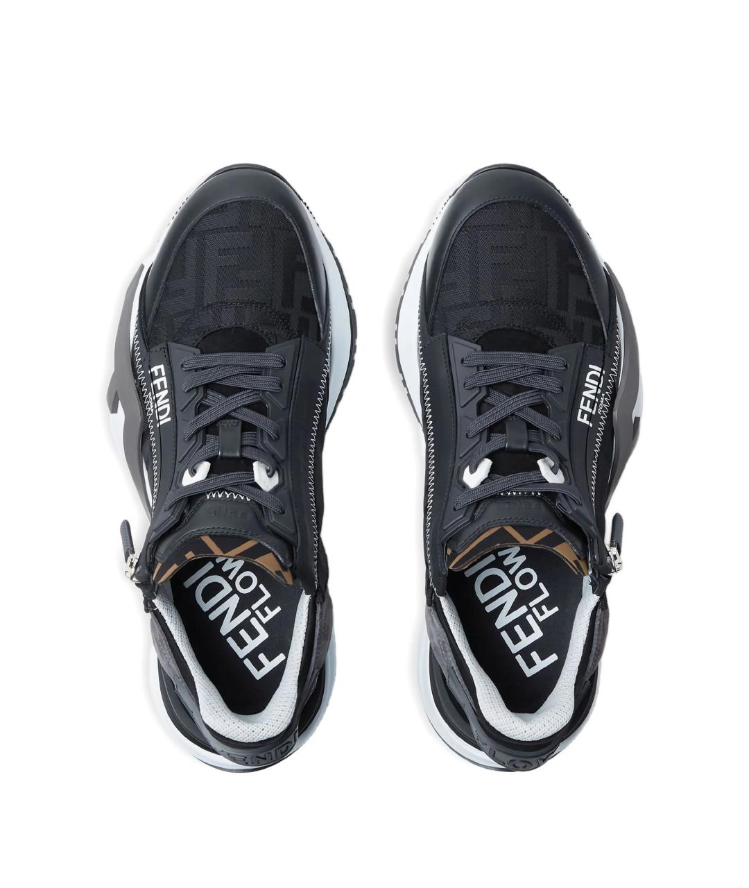 FENDI Серые текстильные низкие кроссовки / кеды, фото 5