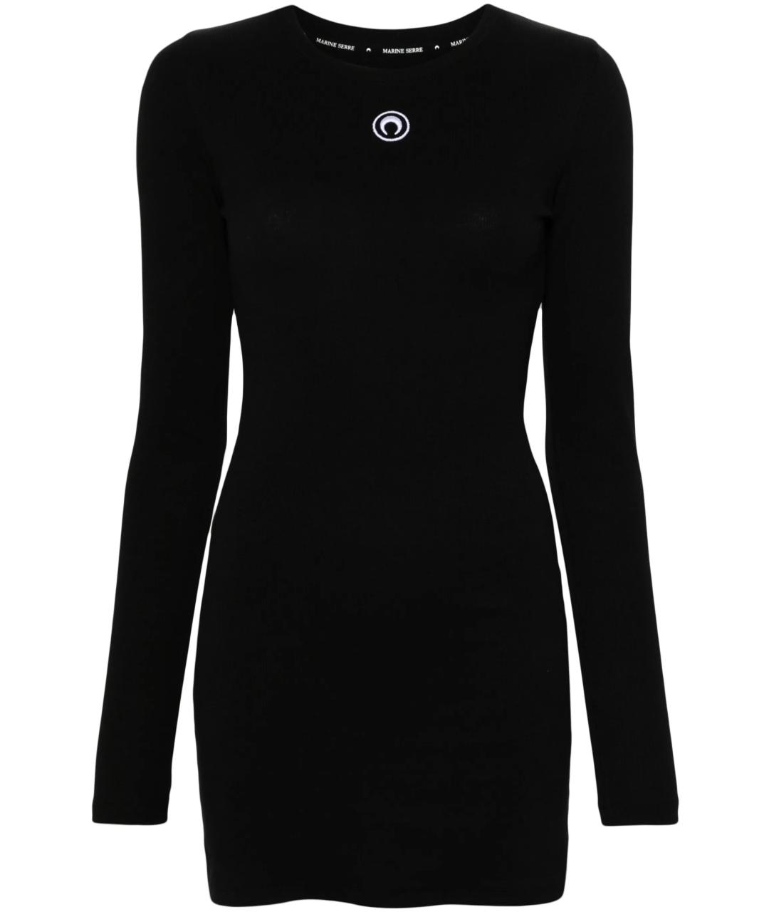 MARINE SERRE Черное хлопковое повседневное платье, фото 1