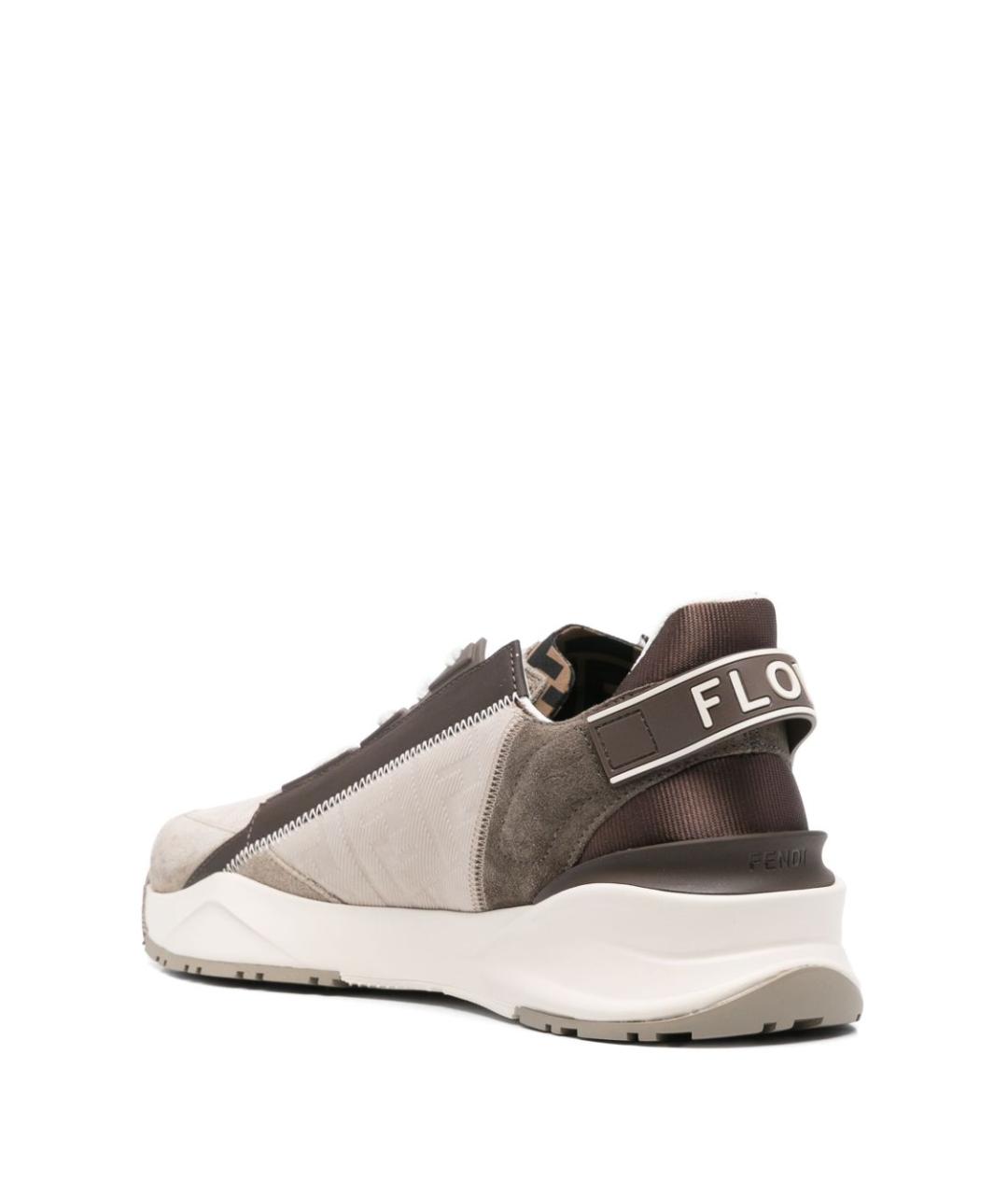 FENDI Бежевые текстильные низкие кроссовки / кеды, фото 3