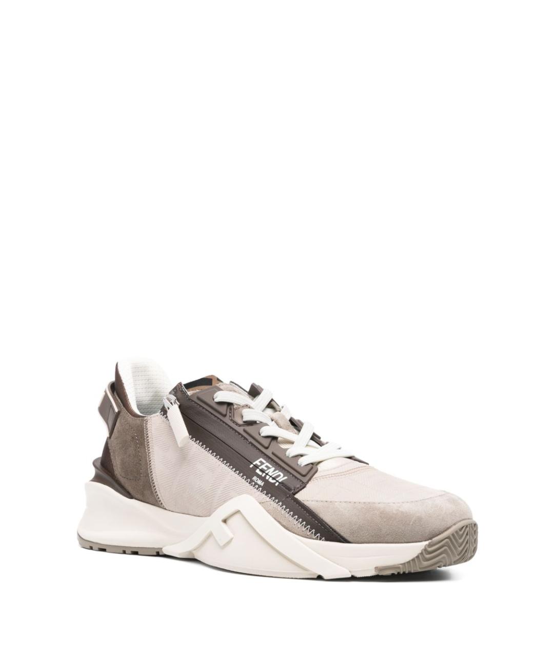 FENDI Бежевые текстильные низкие кроссовки / кеды, фото 2