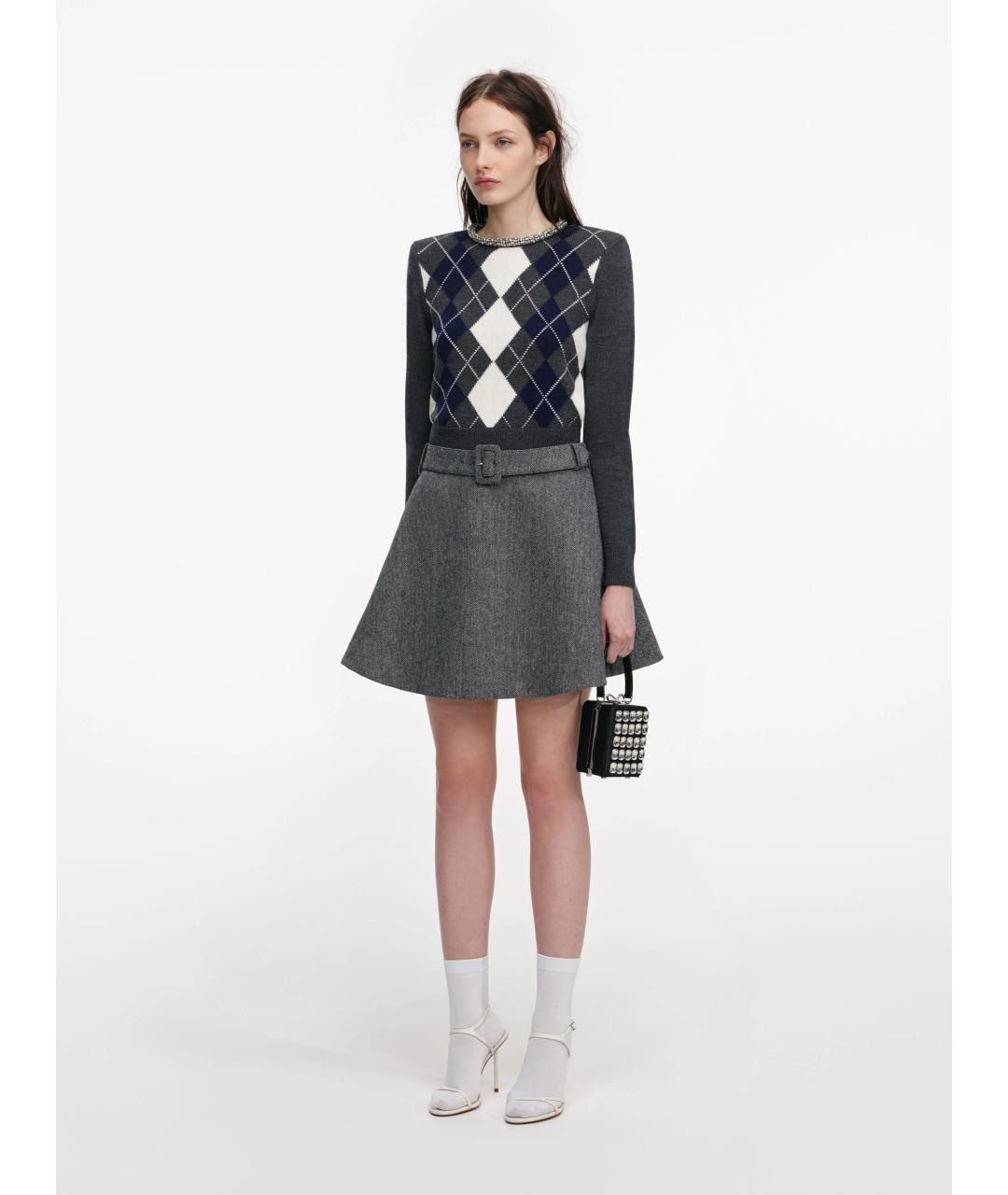 SELF-PORTRAIT Серый шерстяной джемпер / свитер, фото 3