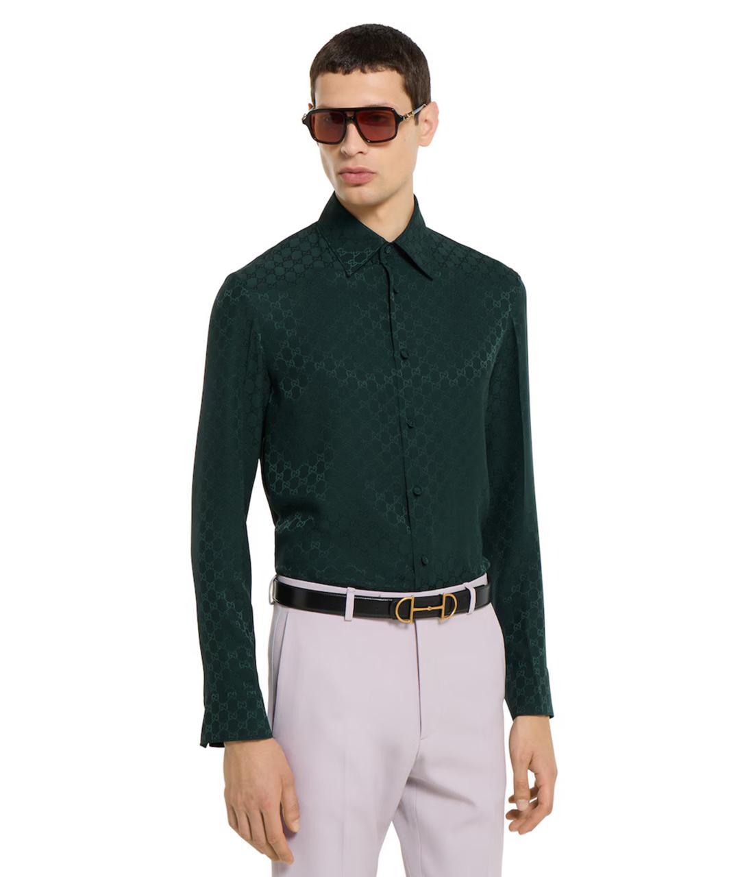 GUCCI Зеленая шелковая кэжуал рубашка, фото 3