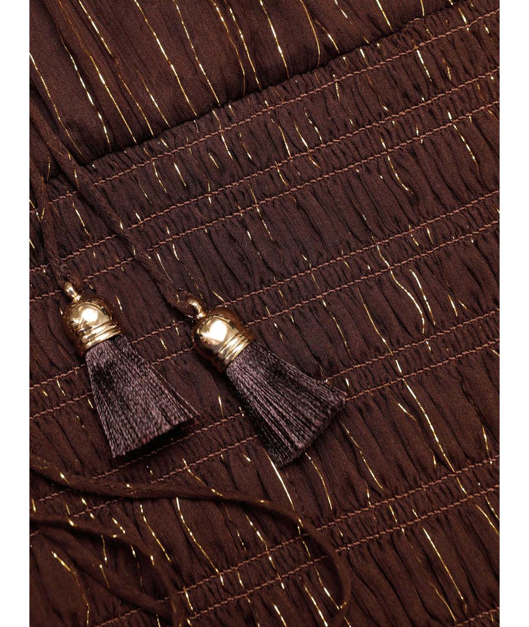 SELF-PORTRAIT Коричневое шелковое платье, фото 6