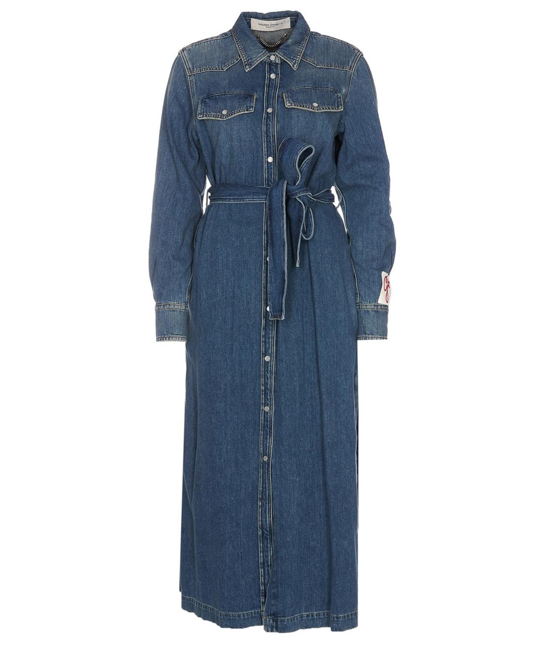GOLDEN GOOSE DELUXE BRAND Синее хлопковое повседневное платье, фото 1