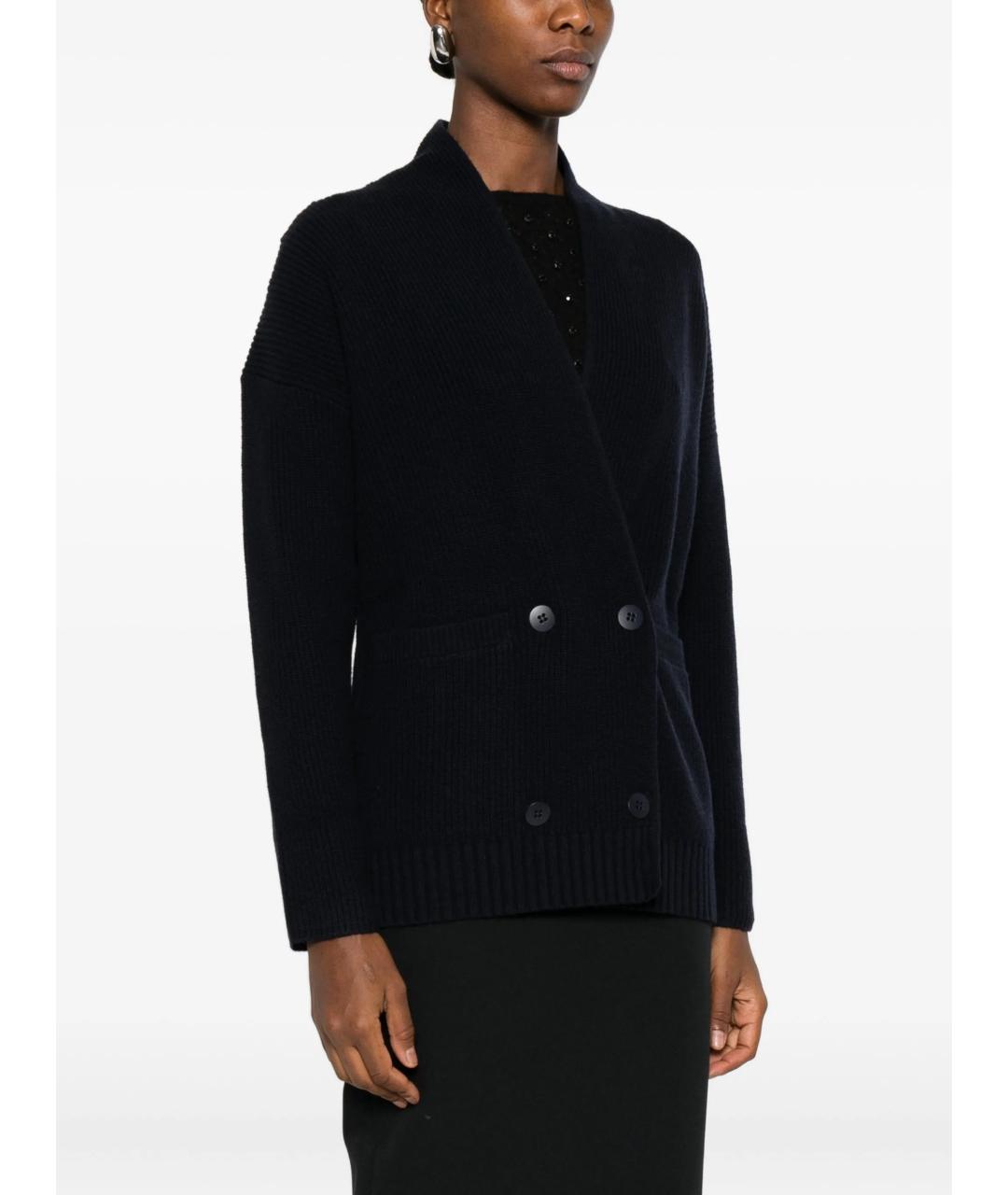 MAX MARA STUDIO Темно-синий шерстяной кардиган, фото 3