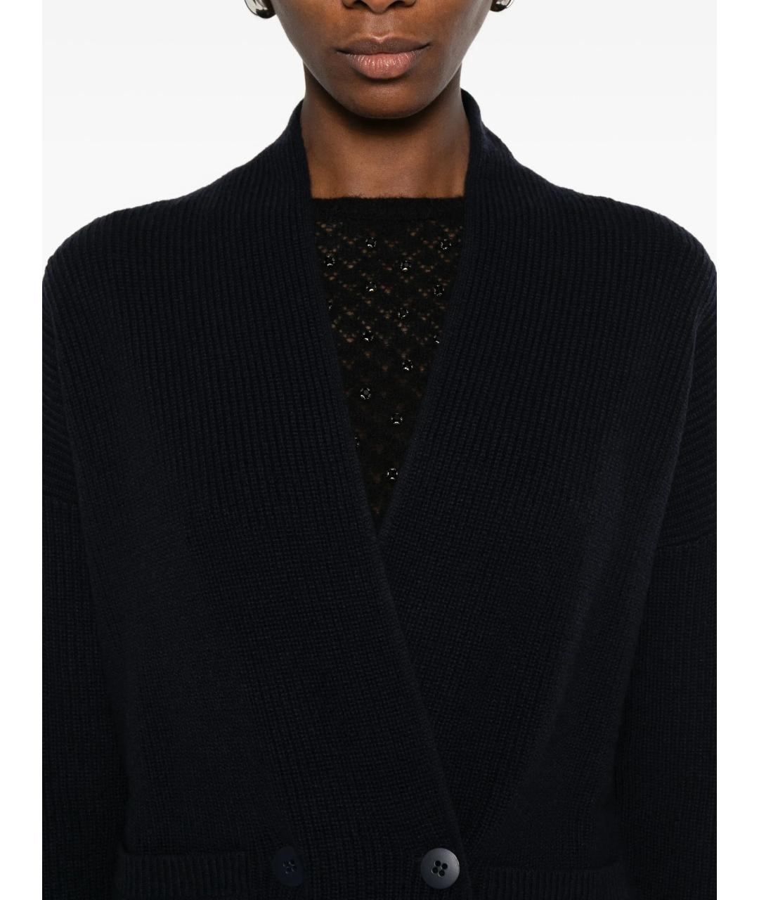 MAX MARA STUDIO Темно-синий шерстяной кардиган, фото 5