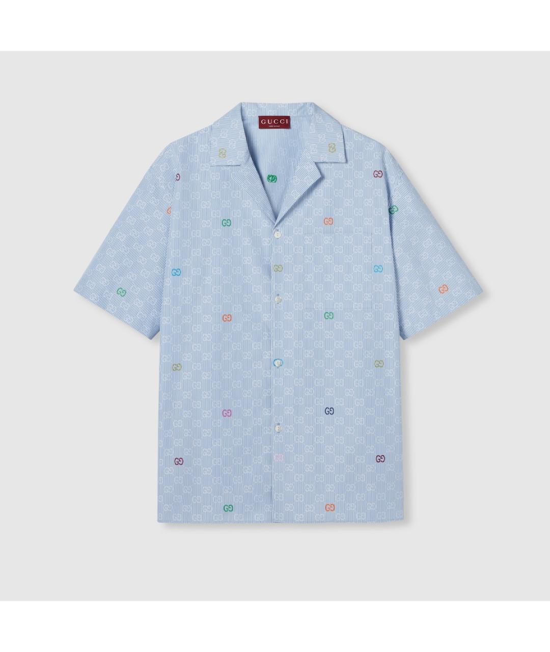 GUCCI Голубая хлопковая кэжуал рубашка, фото 6