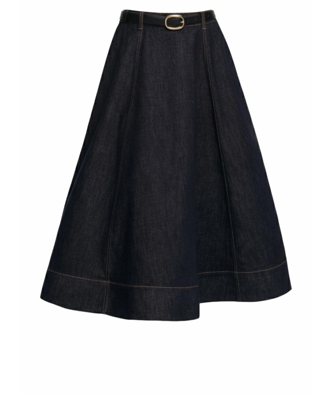 SELF-PORTRAIT Антрацитовая деним юбка миди, фото 1