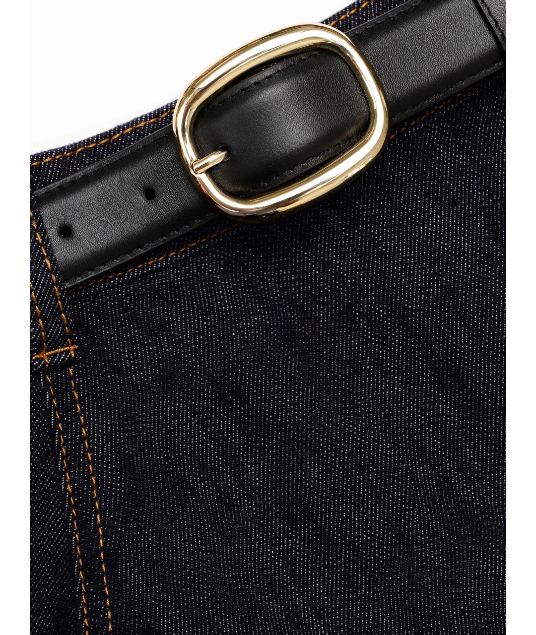 SELF-PORTRAIT Антрацитовая деним юбка миди, фото 5