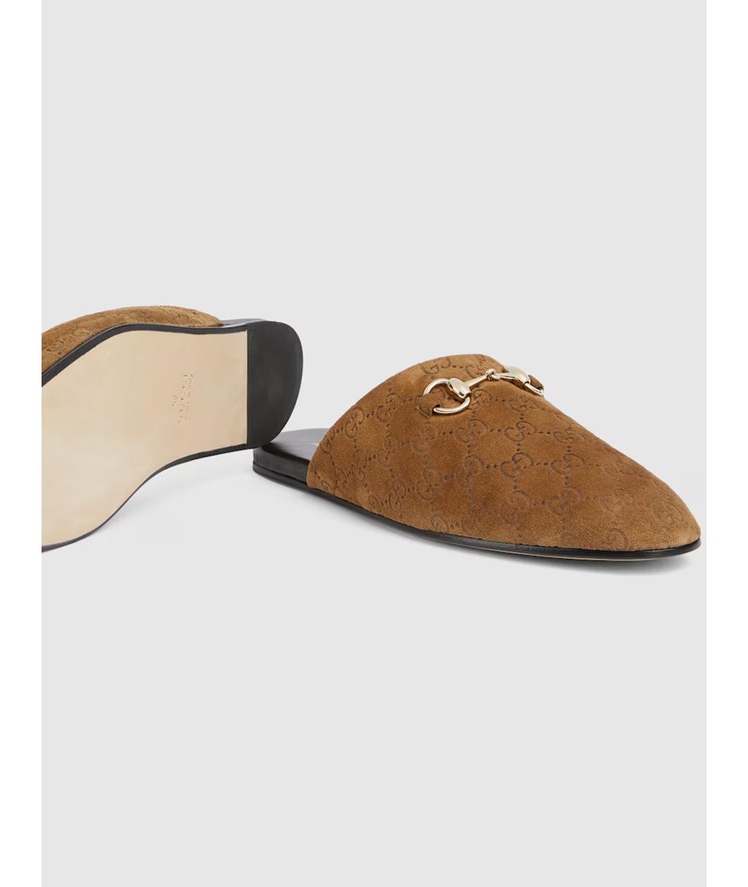 GUCCI Коричневые замшевые сандалии, фото 2
