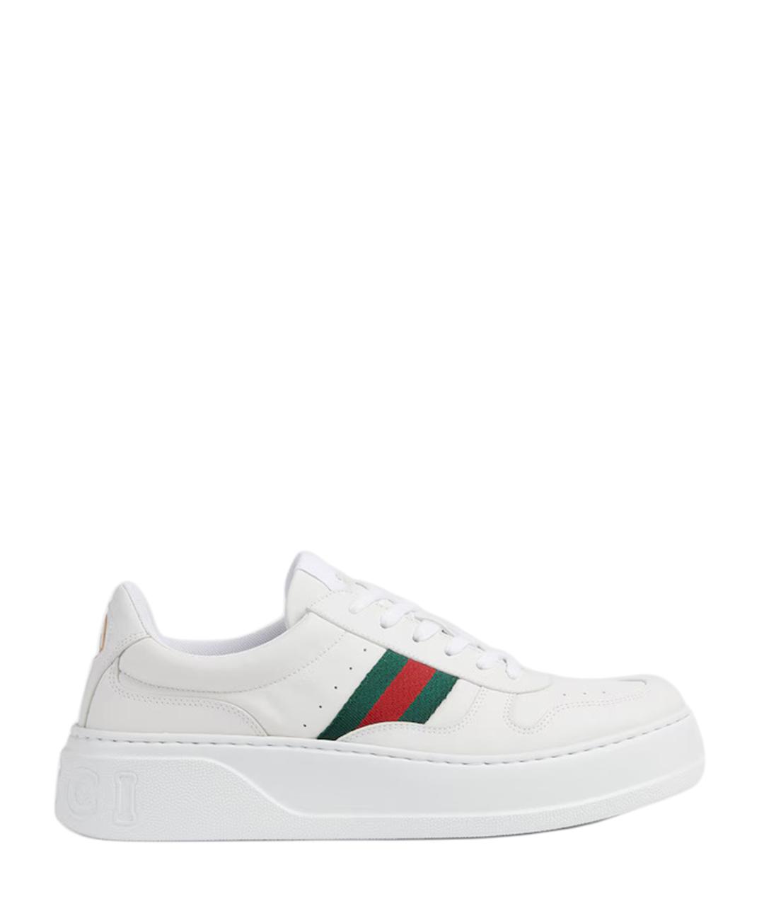 GUCCI Белые кожаные низкие кроссовки / кеды, фото 1