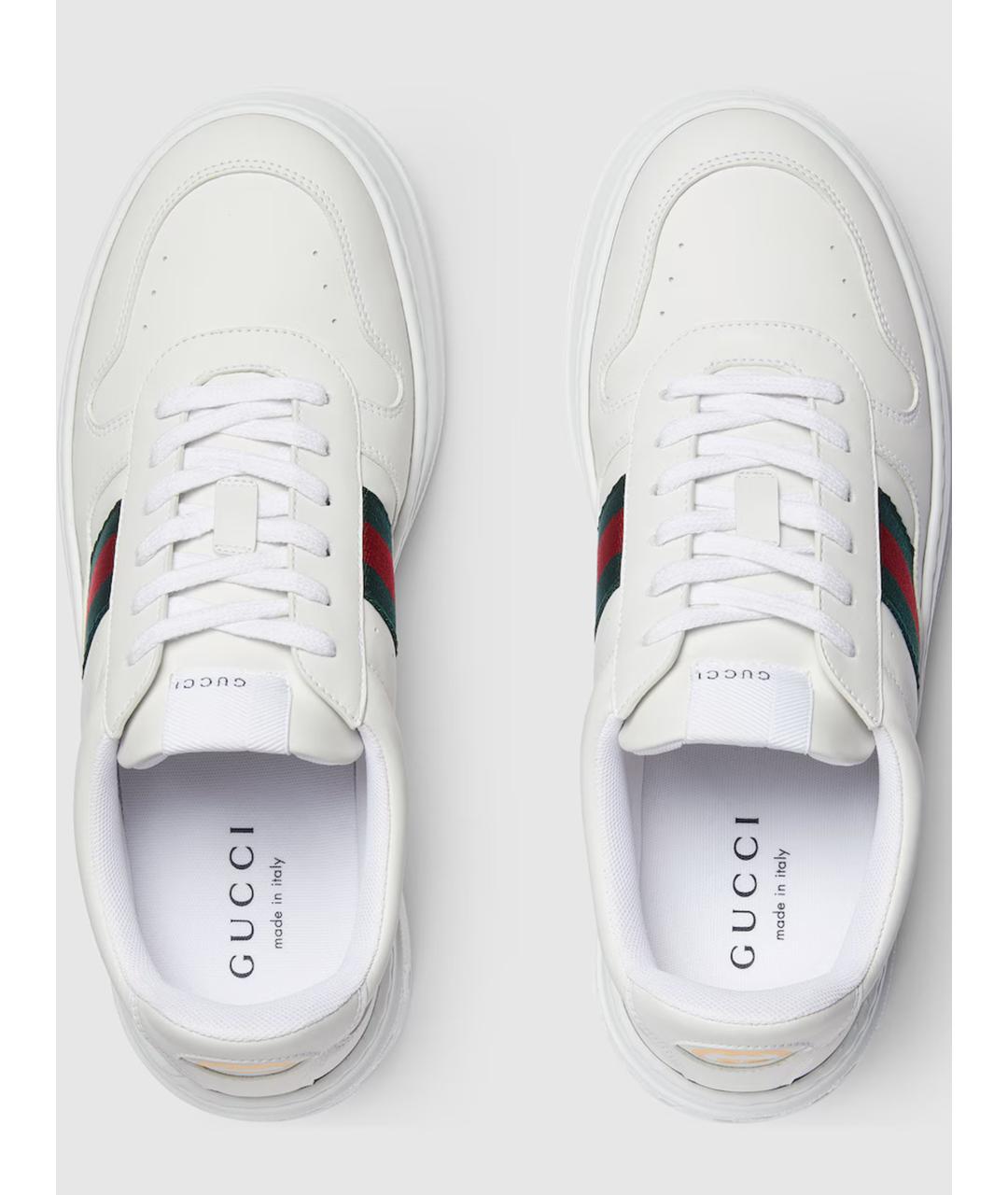 GUCCI Белые кожаные низкие кроссовки / кеды, фото 3