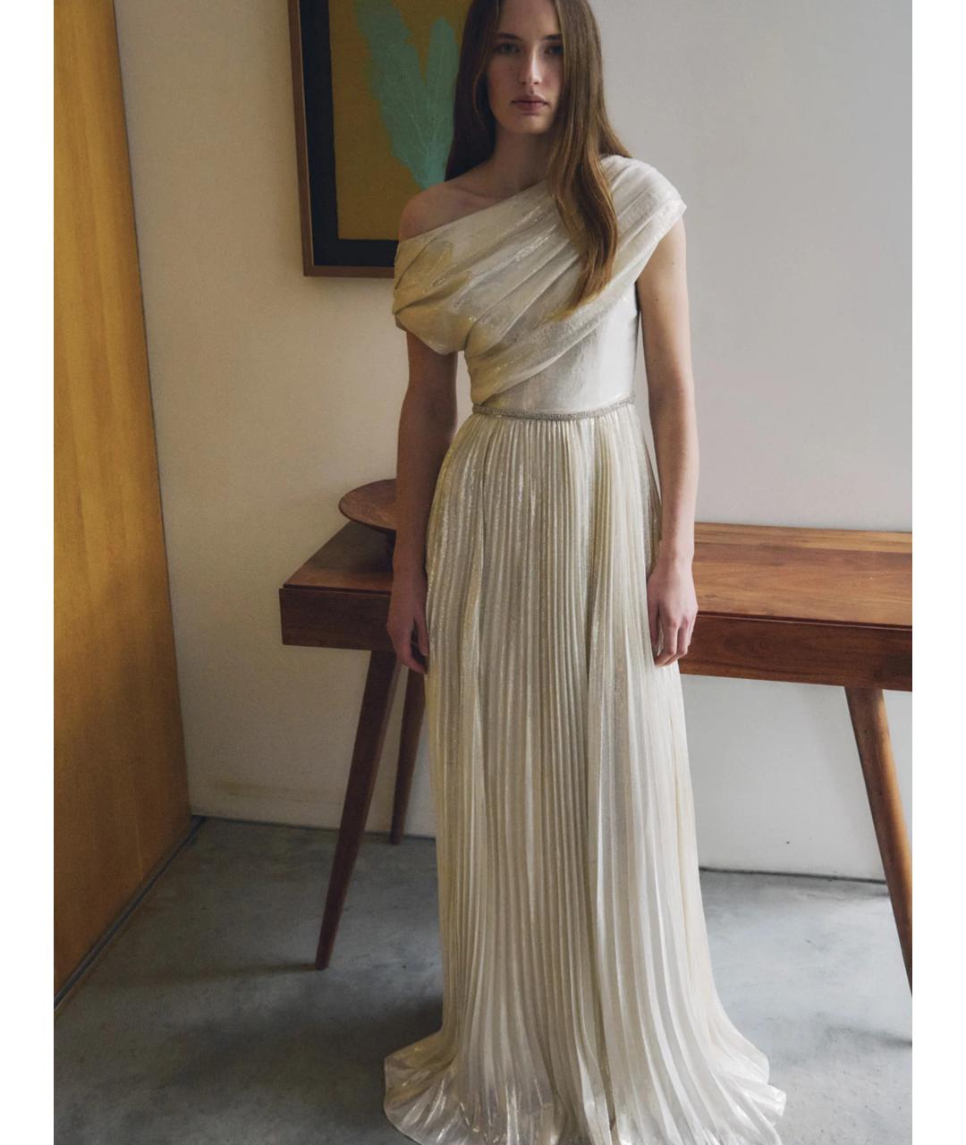 SELF-PORTRAIT Золотое шелковое вечернее платье, фото 7