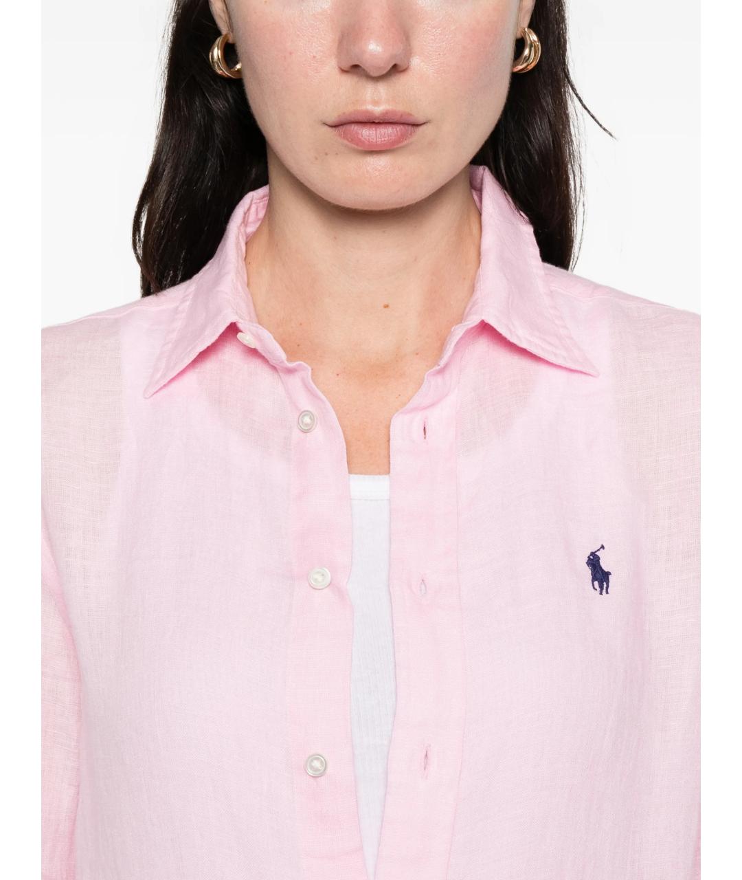 POLO RALPH LAUREN Розовая льняная рубашка, фото 5