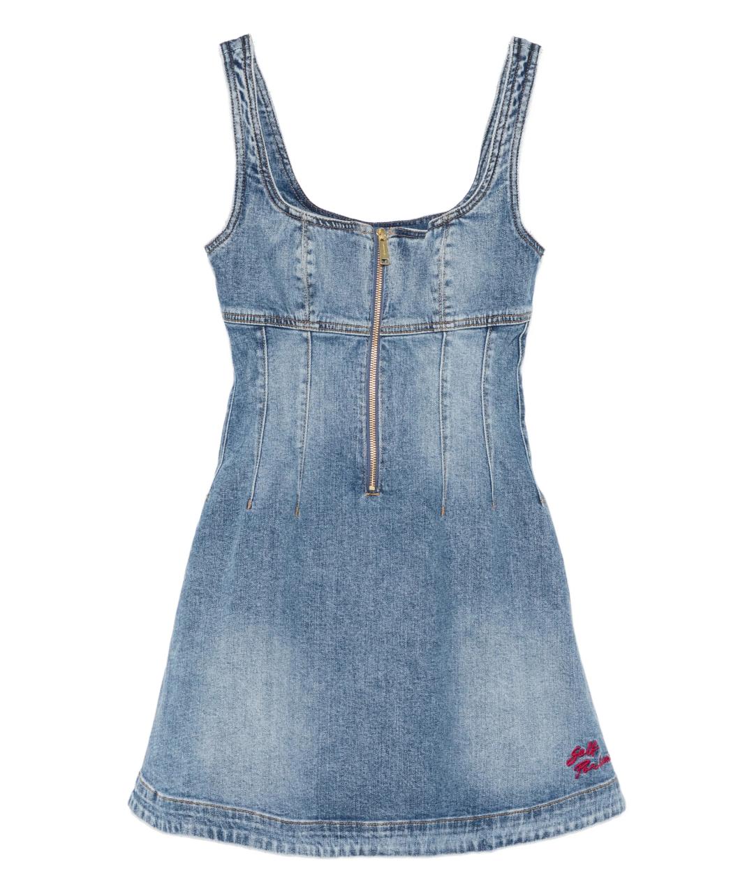 SELF-PORTRAIT Синее деним повседневное платье, фото 1