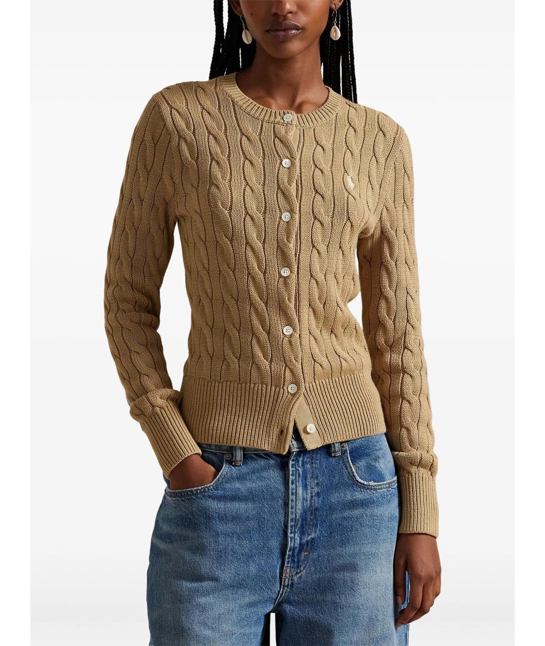 POLO RALPH LAUREN Бежевый хлопковый кардиган, фото 3