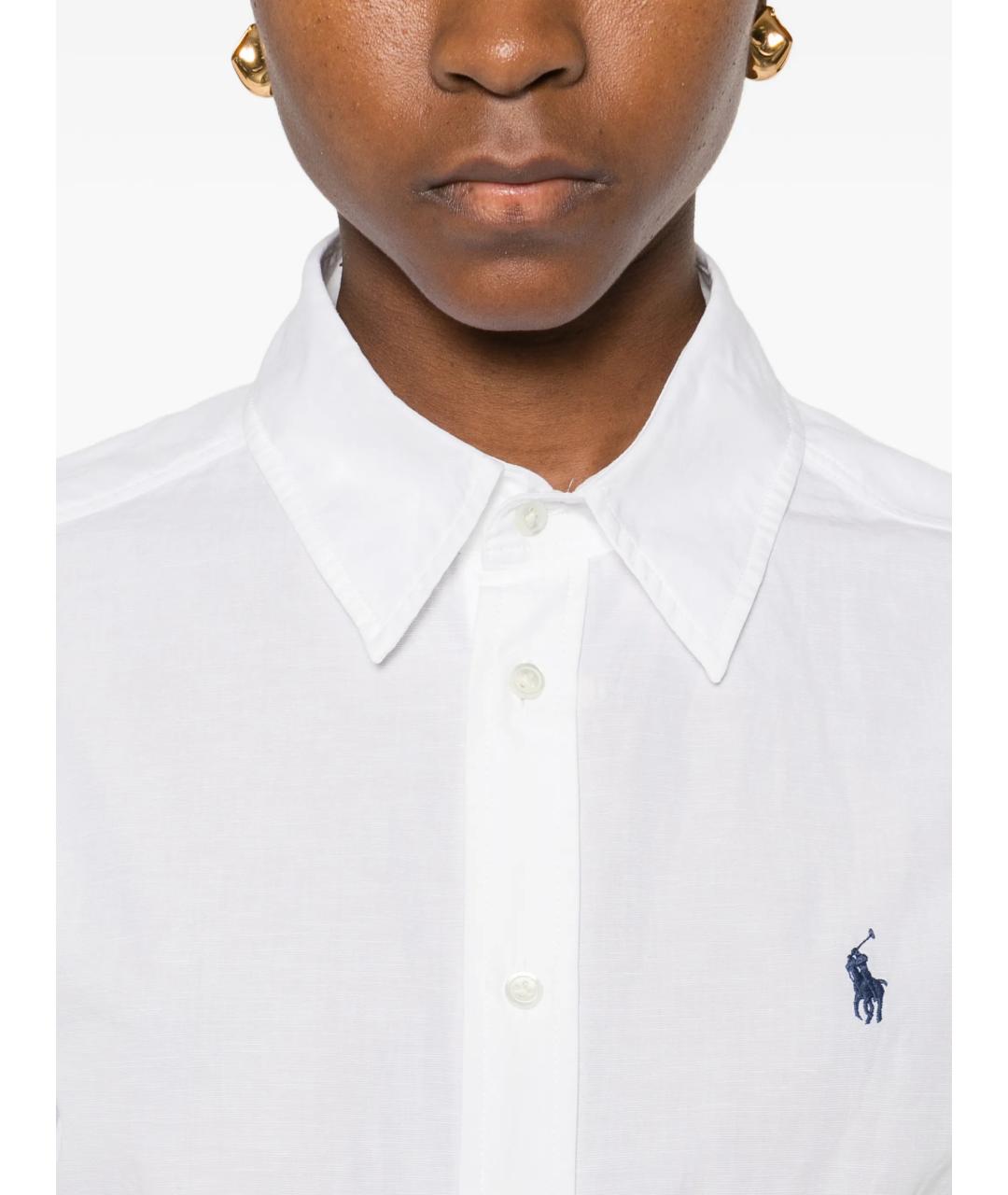 POLO RALPH LAUREN Белое хлопковое повседневное платье, фото 5