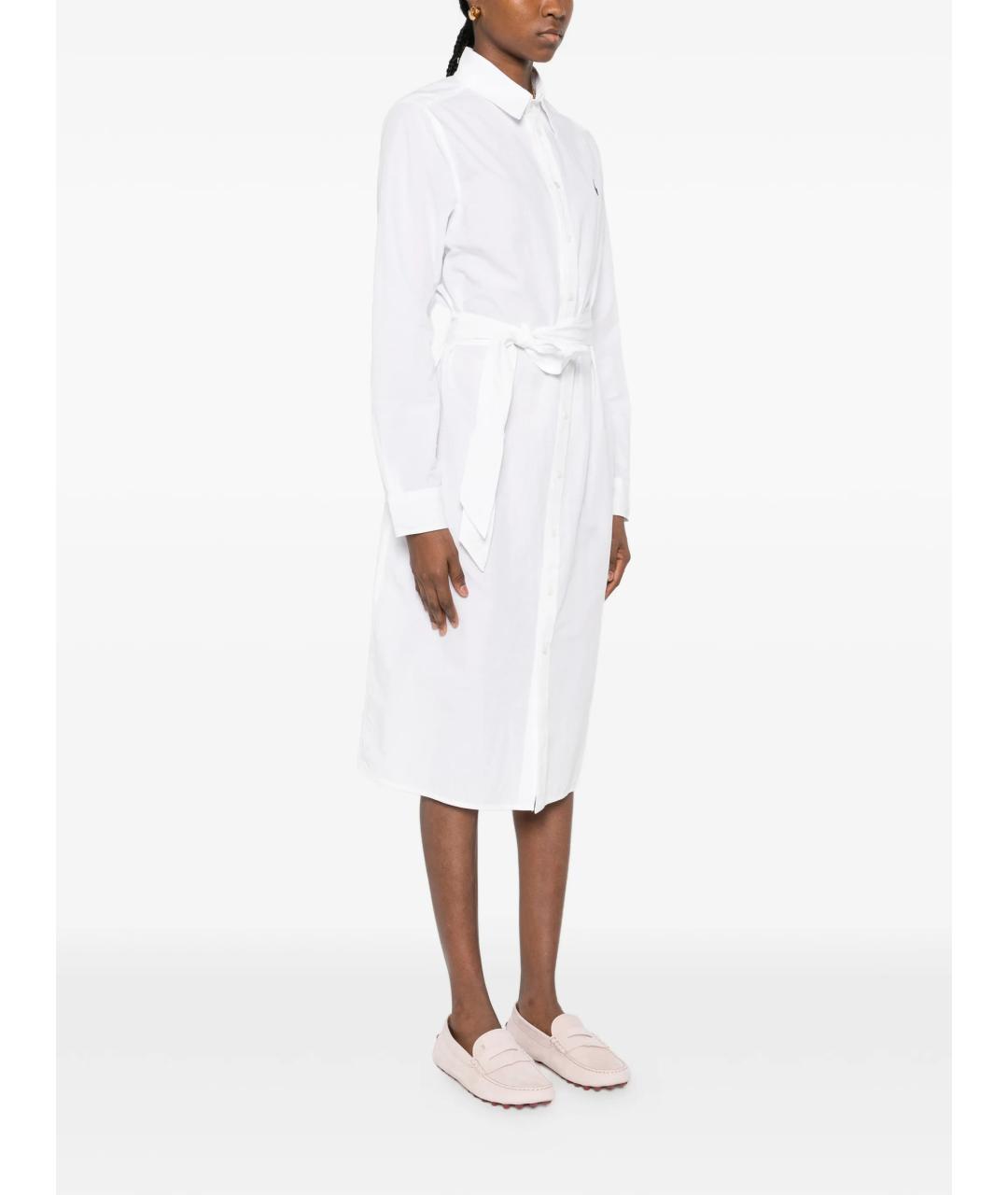 POLO RALPH LAUREN Белое хлопковое повседневное платье, фото 3