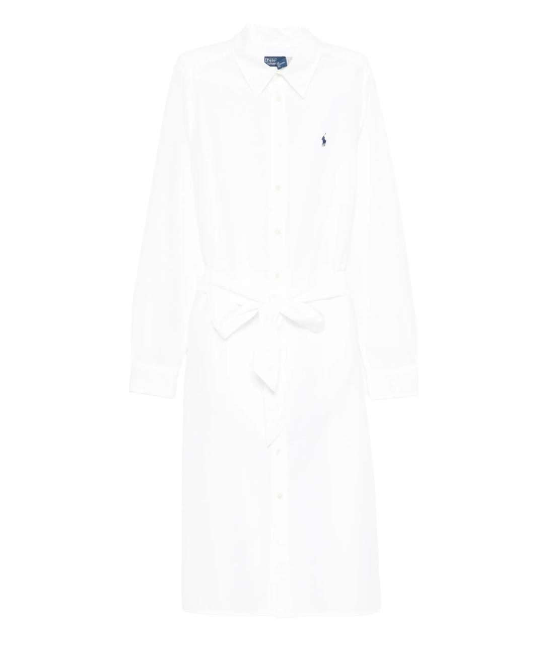 POLO RALPH LAUREN Белое хлопковое повседневное платье, фото 1