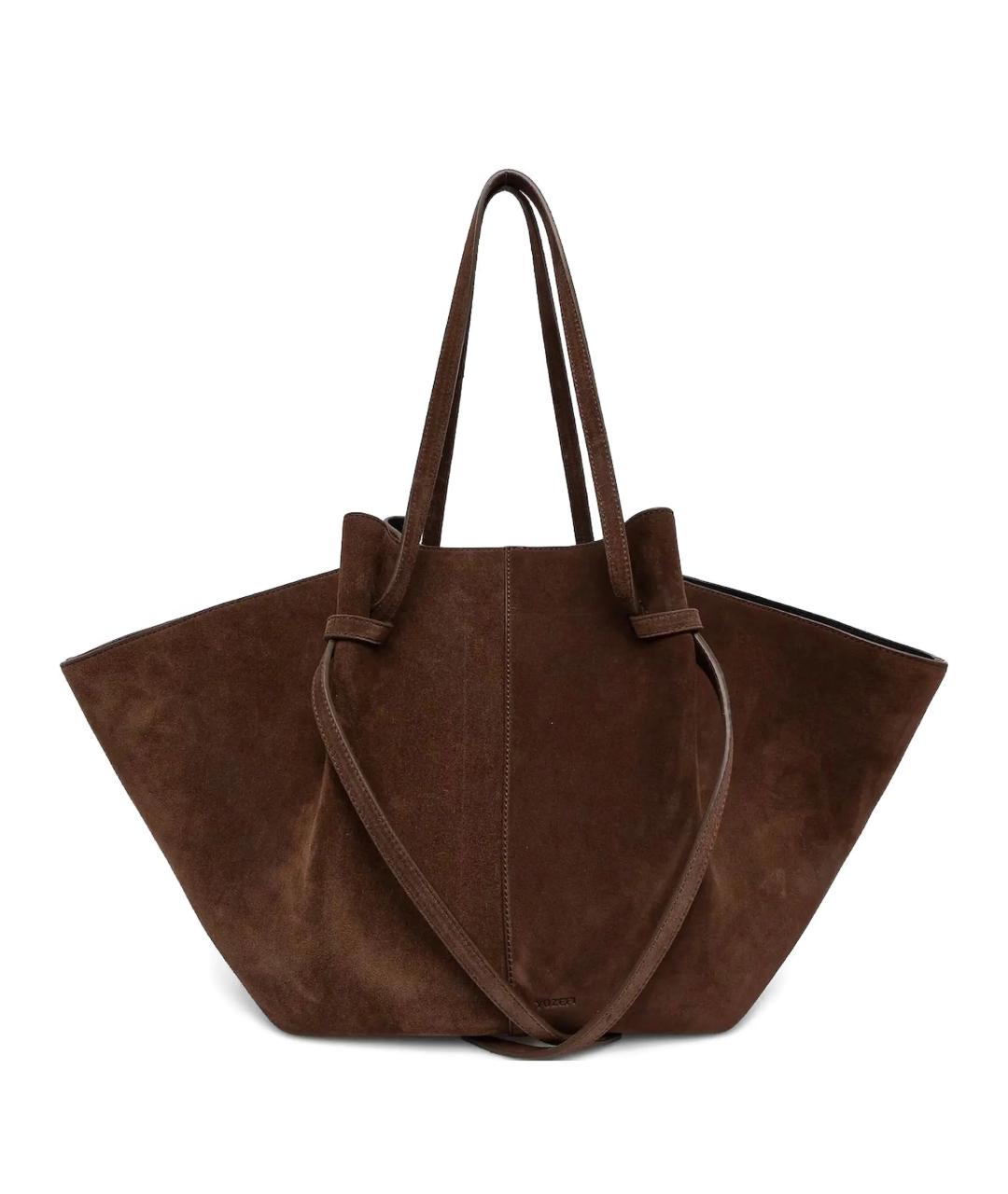 YUZEFI Коричневая замшевая сумка тоут, фото 1