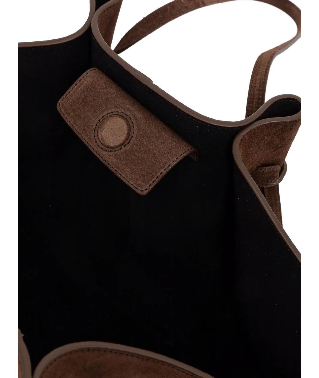 YUZEFI Коричневая замшевая сумка тоут, фото 5