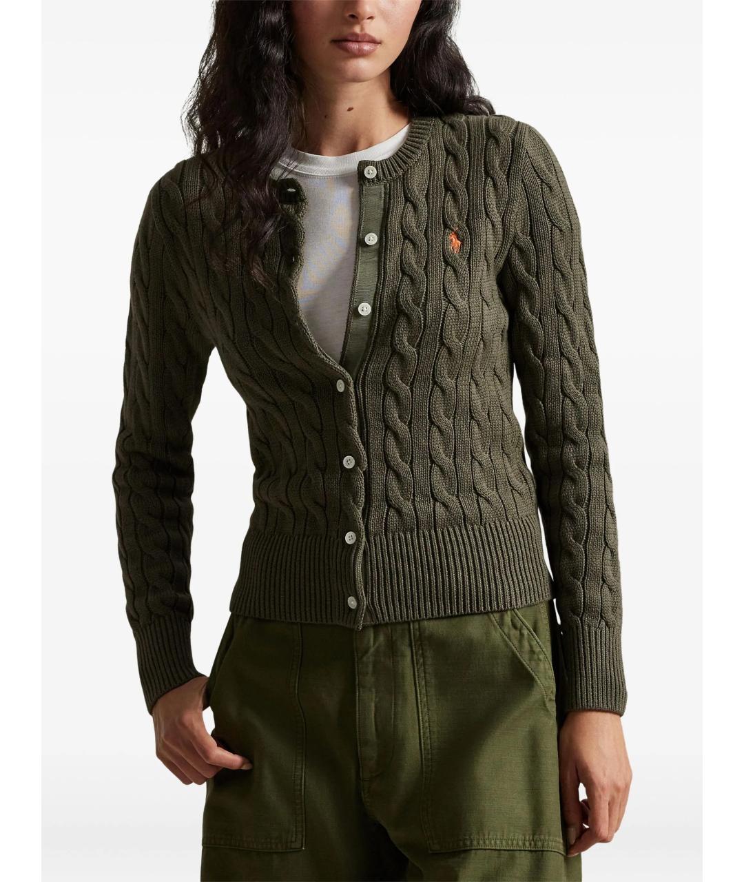 POLO RALPH LAUREN Зеленый хлопковый кардиган, фото 3