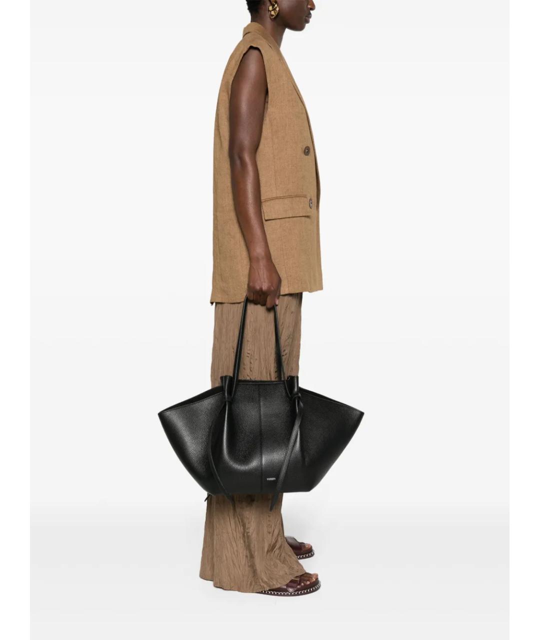 YUZEFI Черная кожаная сумка тоут, фото 2