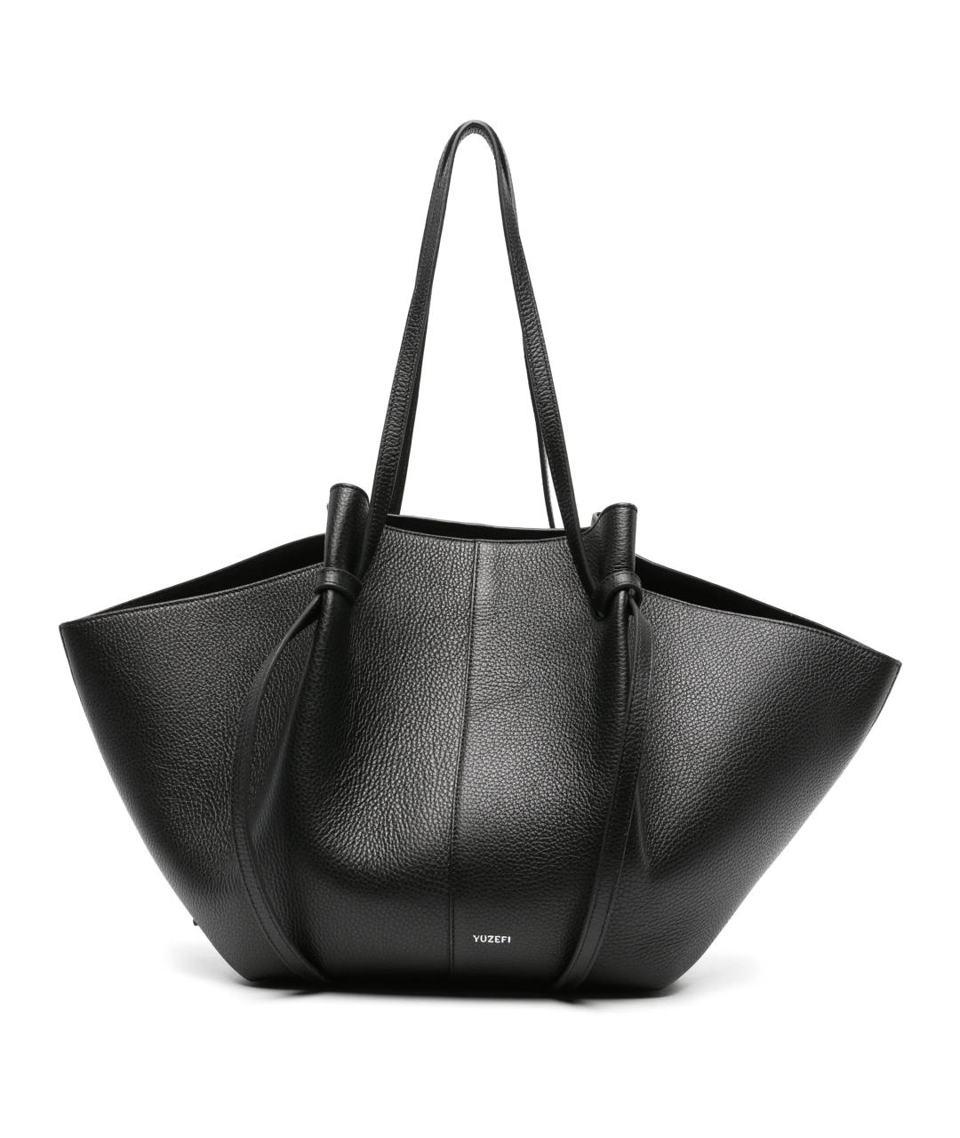 YUZEFI Черная кожаная сумка тоут, фото 1