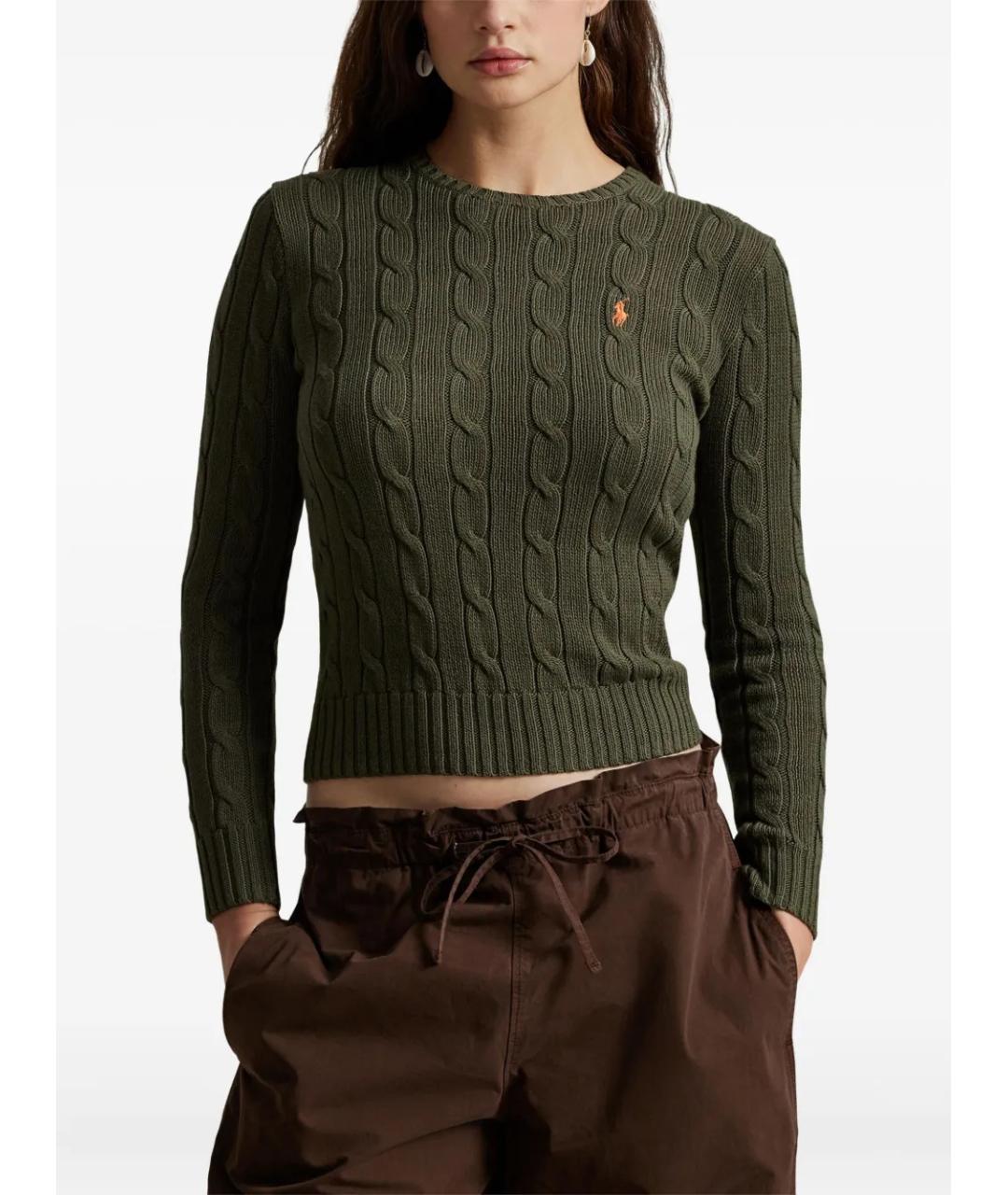 POLO RALPH LAUREN Зеленый хлопковый джемпер / свитер, фото 3