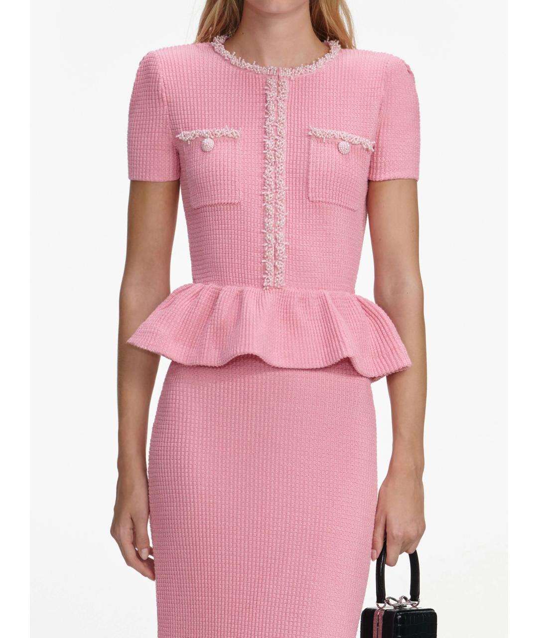SELF-PORTRAIT Розовое полиэстеровое повседневное платье, фото 5