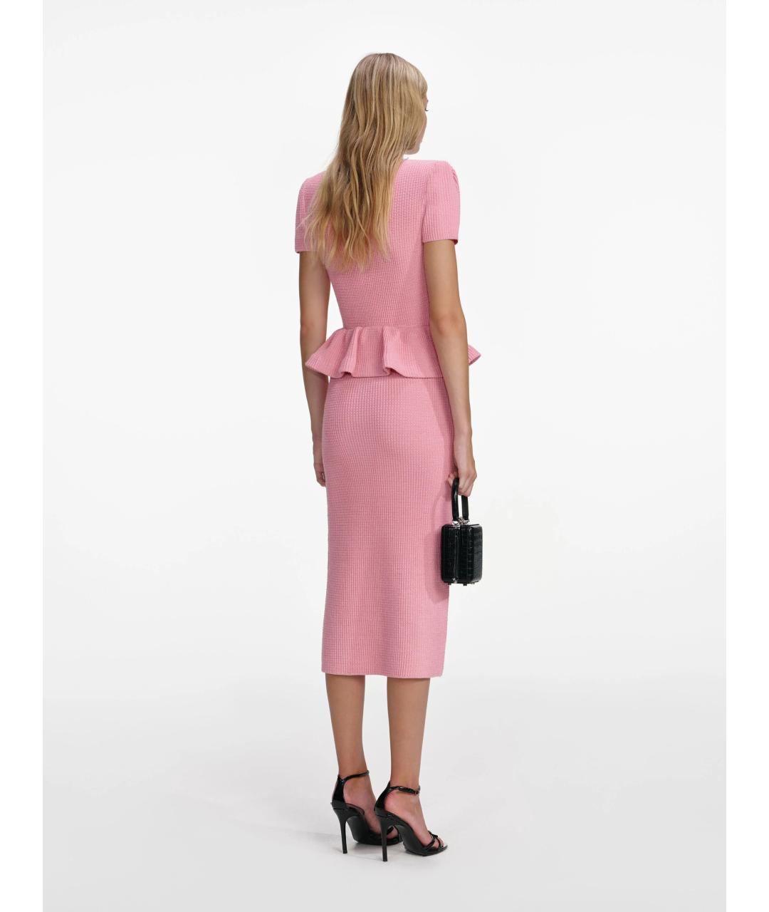 SELF-PORTRAIT Розовое полиэстеровое повседневное платье, фото 4